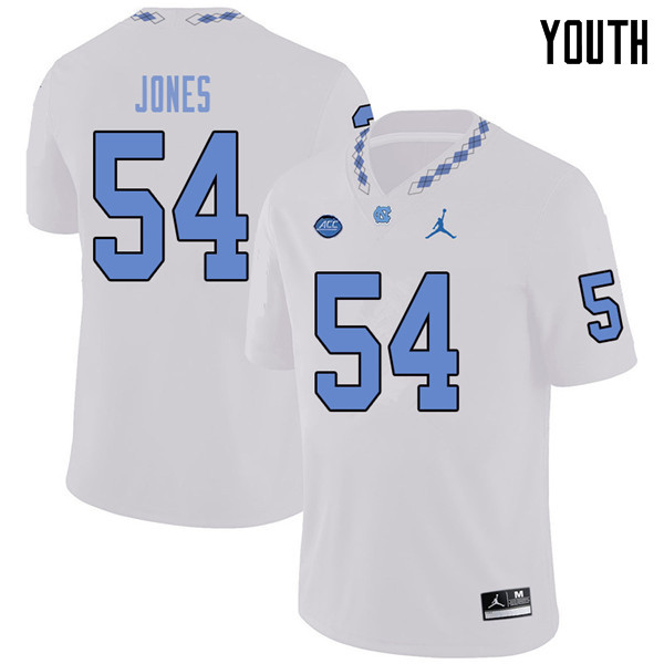 Jordan Brand Youth #54 Avery Jones North Carolina Tar Heels College Football Jerseys Sale-White - Click Image to Close